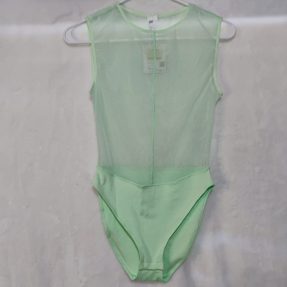 Fabletics Mesh Bodysuit Cool Mint Neon XS NWT Sheer